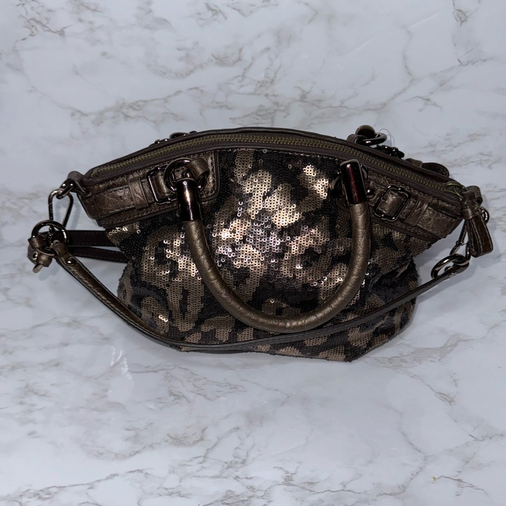 COACH OCELOT LEOPARD SEQUIN SOPHIA HANDBAG/ CROSSBODY BAG BRONZE #18638 NWT - Picture 12 of 12